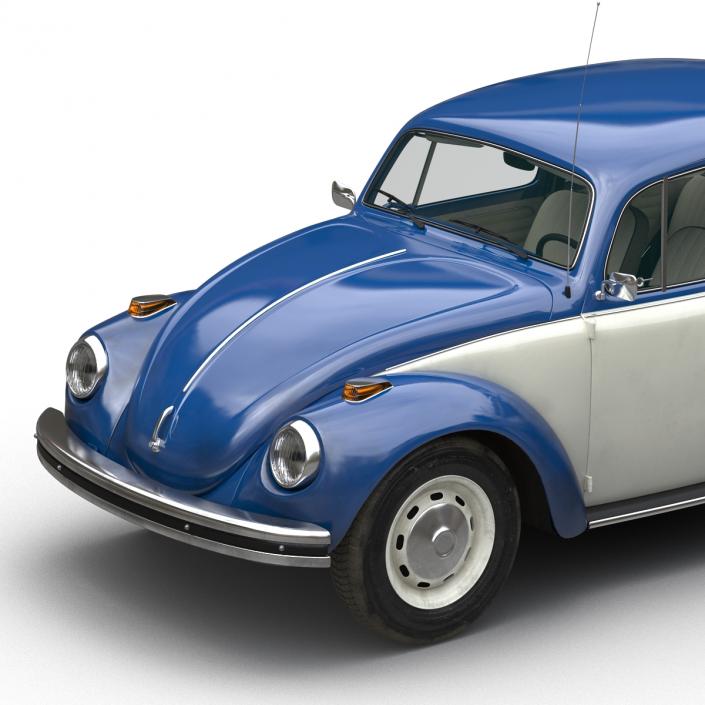 3D model Volkswagen Beetle 1966 Simple Interior Blue 2