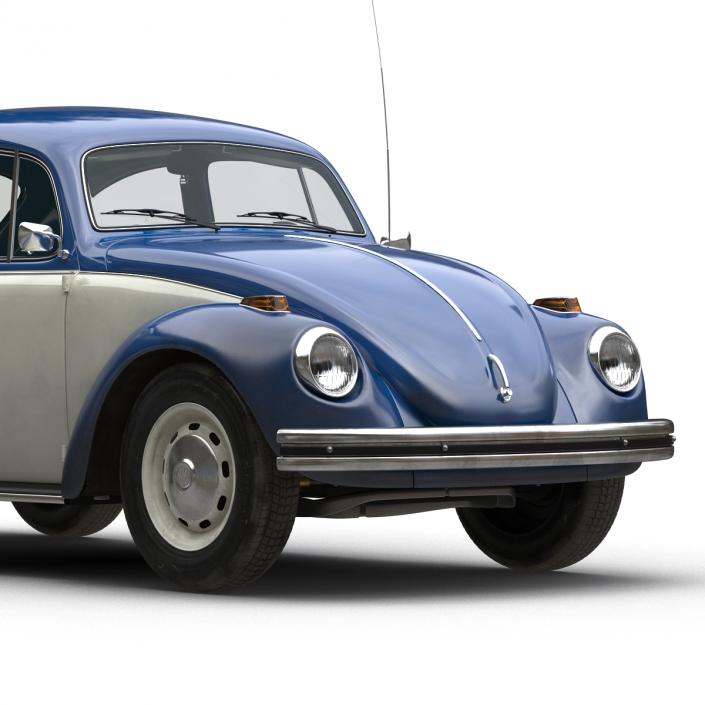 3D model Volkswagen Beetle 1966 Simple Interior Blue 2