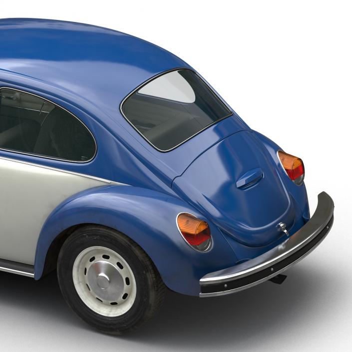 3D model Volkswagen Beetle 1966 Simple Interior Blue 2