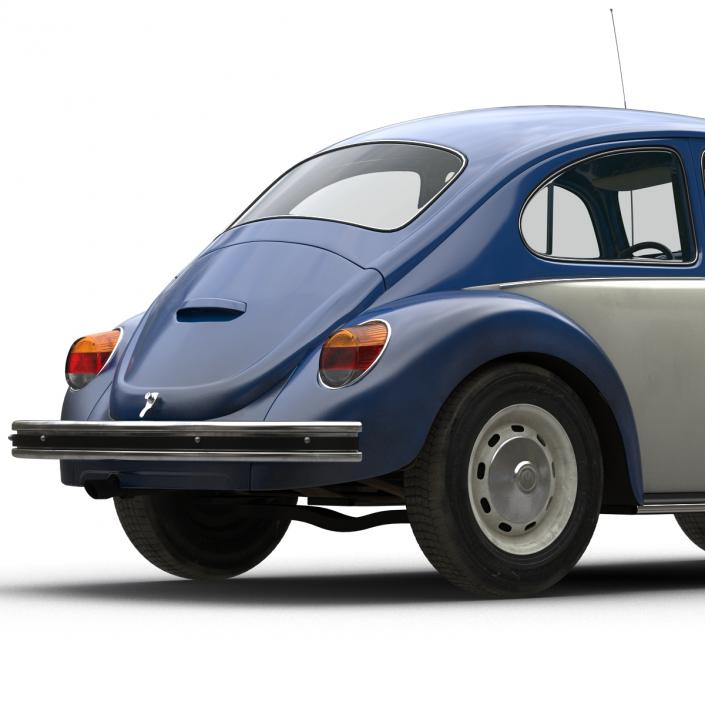 3D model Volkswagen Beetle 1966 Simple Interior Blue 2