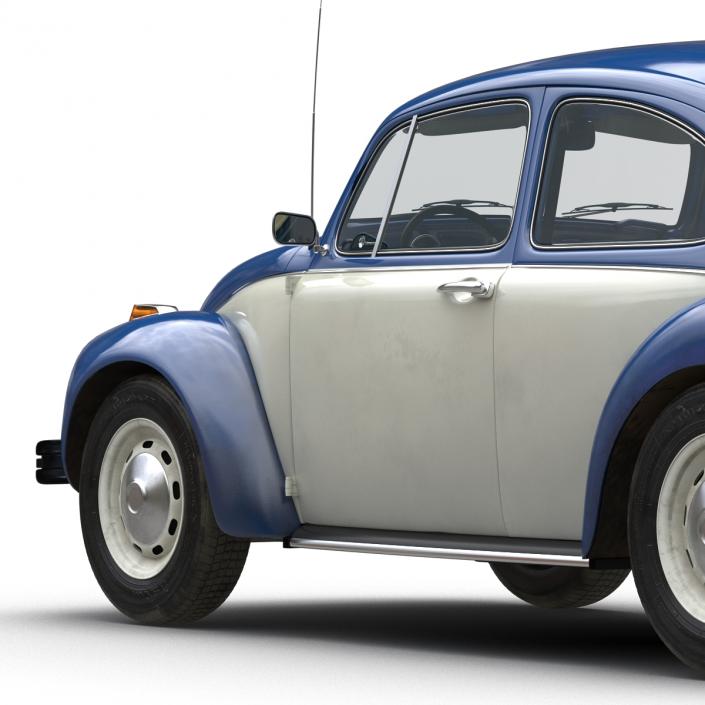 3D model Volkswagen Beetle 1966 Simple Interior Blue 2