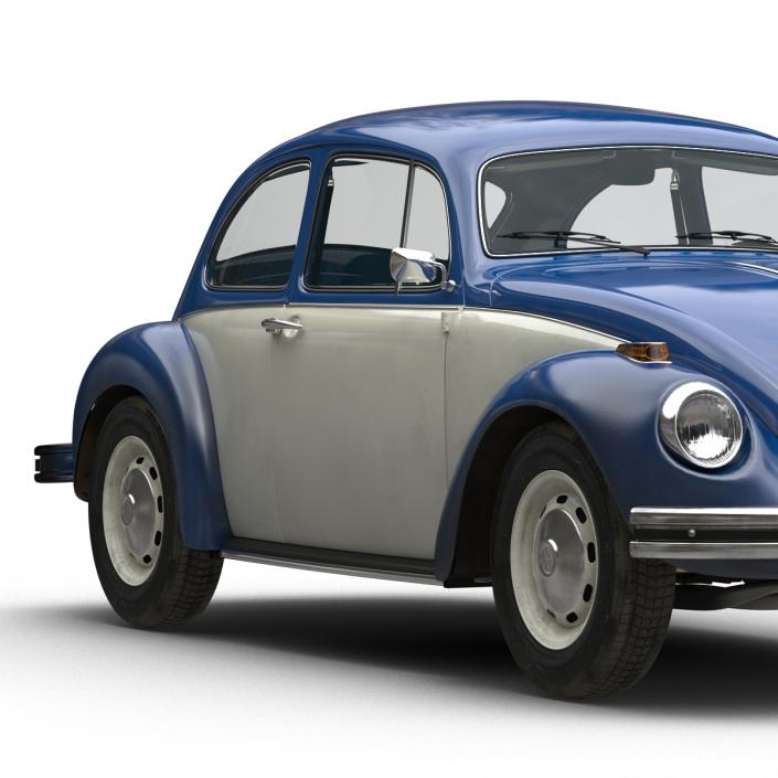 3D model Volkswagen Beetle 1966 Simple Interior Blue 2