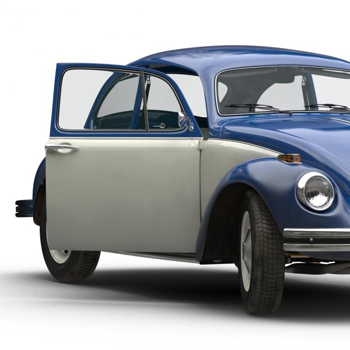 3D model Volkswagen Beetle 1966 Simple Interior Blue 2