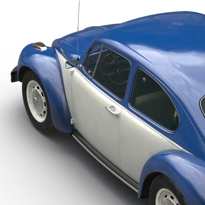 3D model Volkswagen Beetle 1966 Simple Interior Blue 2