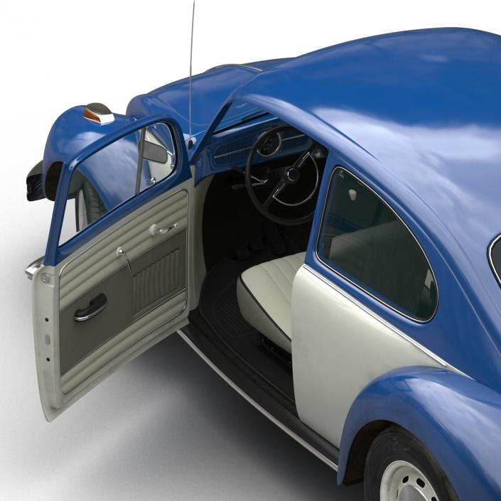 3D model Volkswagen Beetle 1966 Simple Interior Blue 2