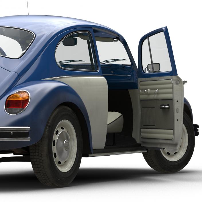 3D model Volkswagen Beetle 1966 Simple Interior Blue 2