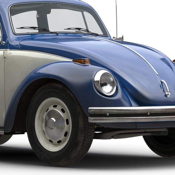 3D model Volkswagen Beetle 1966 Simple Interior Blue 2