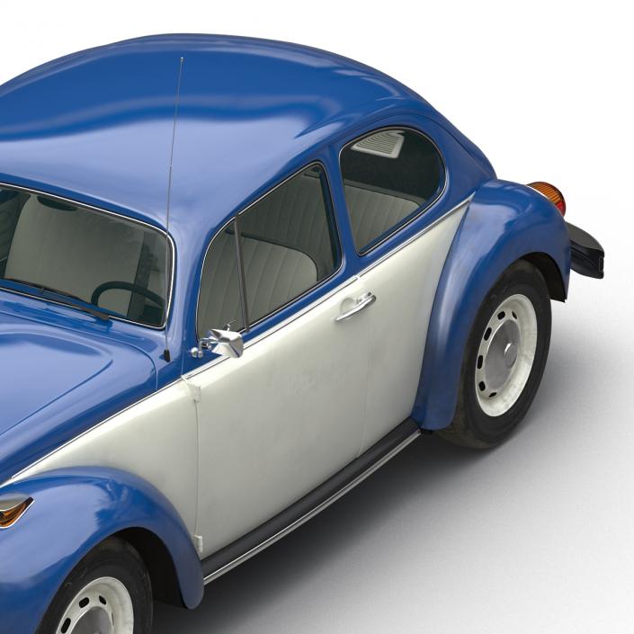 3D model Volkswagen Beetle 1966 Simple Interior Blue 2