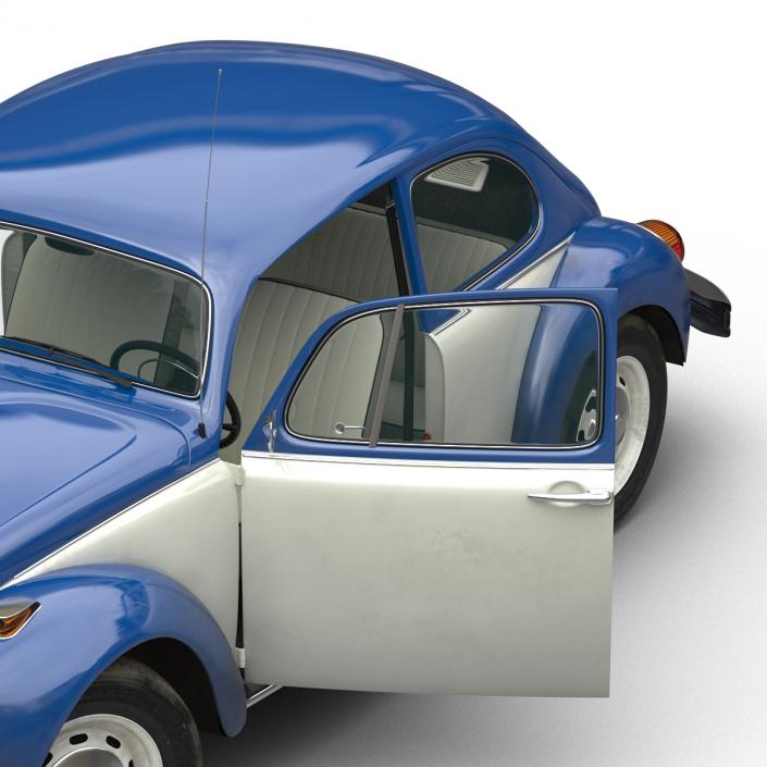 3D model Volkswagen Beetle 1966 Simple Interior Blue 2