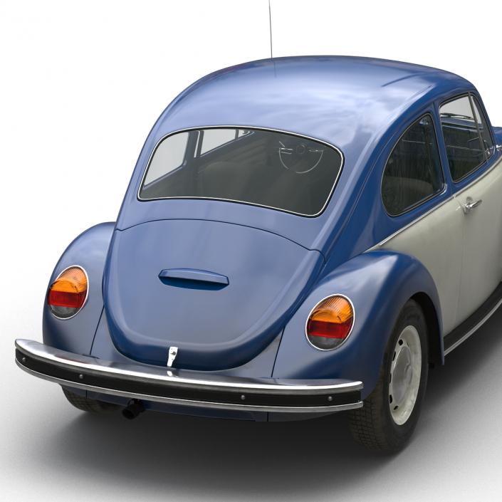 3D model Volkswagen Beetle 1966 Simple Interior Blue 2