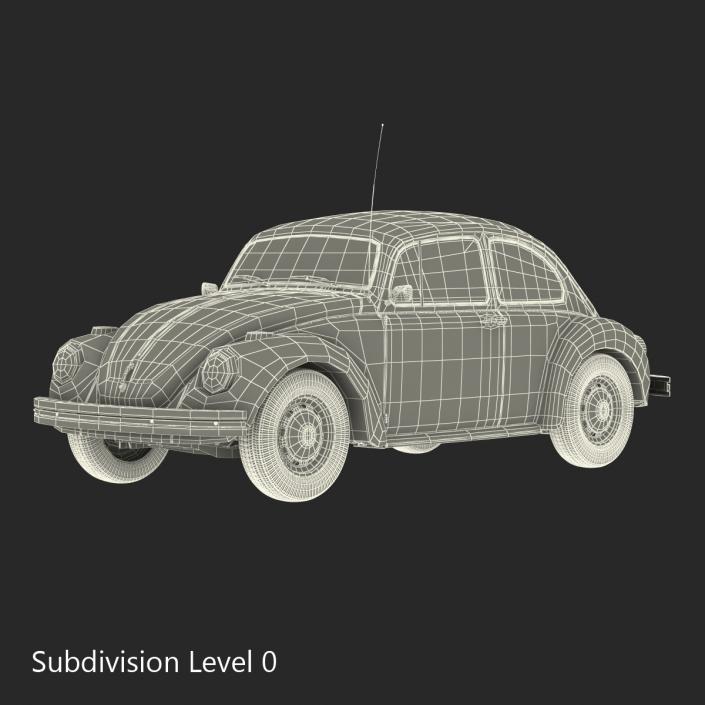 3D model Volkswagen Beetle 1966 Simple Interior Blue 2