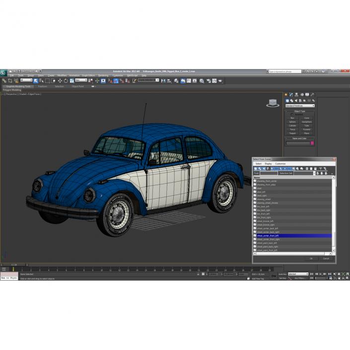 3D model Volkswagen Beetle 1966 Simple Interior Blue 2