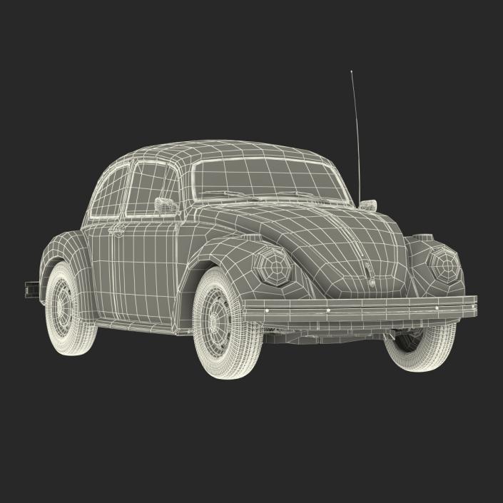 3D model Volkswagen Beetle 1966 Simple Interior Blue 2