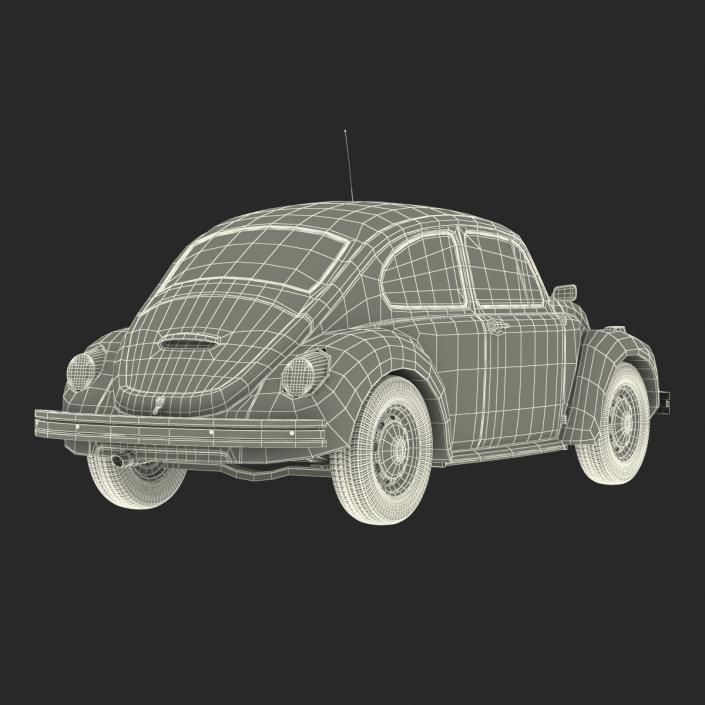 3D model Volkswagen Beetle 1966 Simple Interior Blue 2