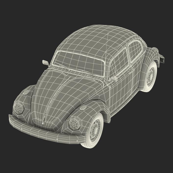 3D model Volkswagen Beetle 1966 Simple Interior Blue 2