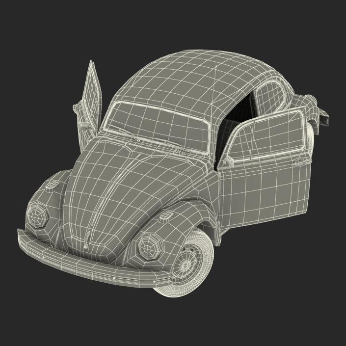 3D model Volkswagen Beetle 1966 Simple Interior Blue 2