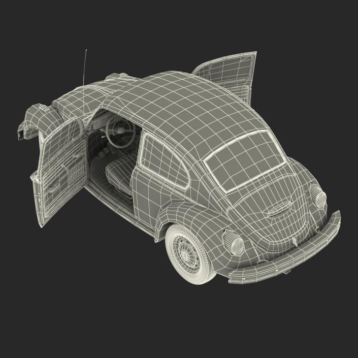 3D model Volkswagen Beetle 1966 Simple Interior Blue 2