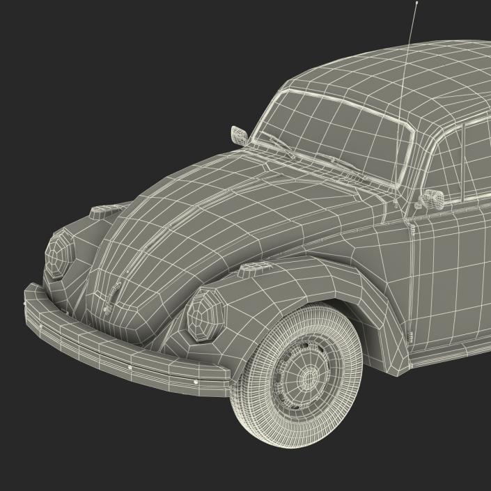 3D model Volkswagen Beetle 1966 Simple Interior Blue 2