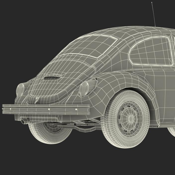 3D model Volkswagen Beetle 1966 Simple Interior Blue 2