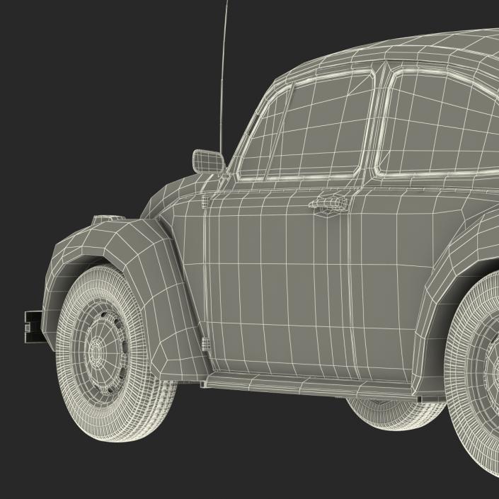 3D model Volkswagen Beetle 1966 Simple Interior Blue 2