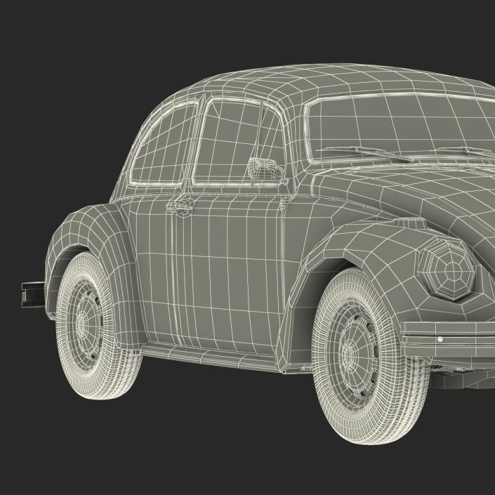 3D model Volkswagen Beetle 1966 Simple Interior Blue 2