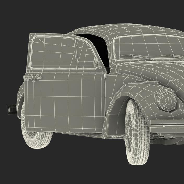 3D model Volkswagen Beetle 1966 Simple Interior Blue 2