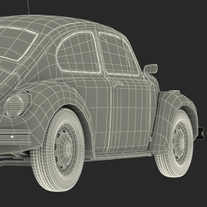 3D model Volkswagen Beetle 1966 Simple Interior Blue 2