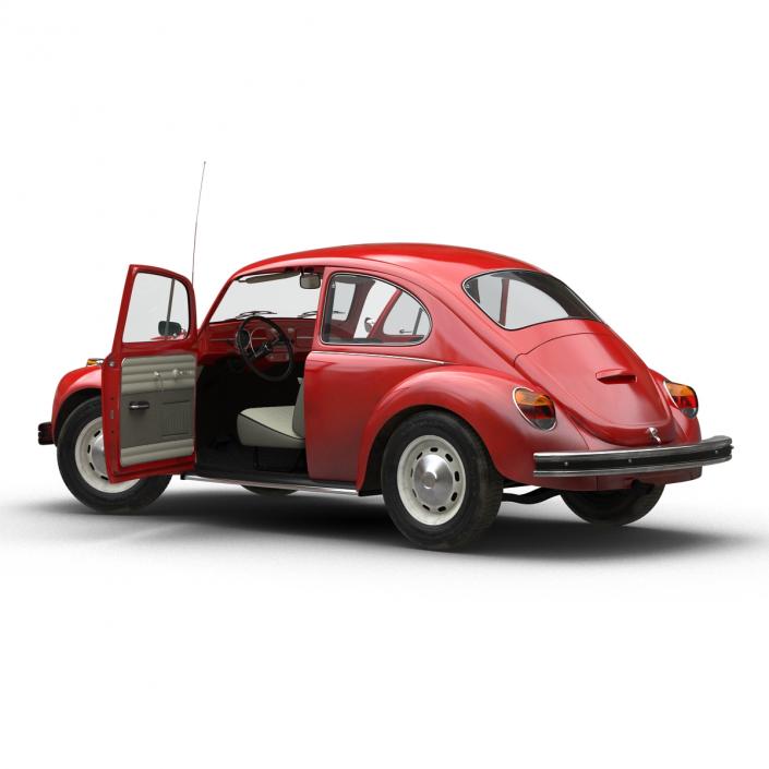 3D Volkswagen Beetle 1966 Rigged Red model