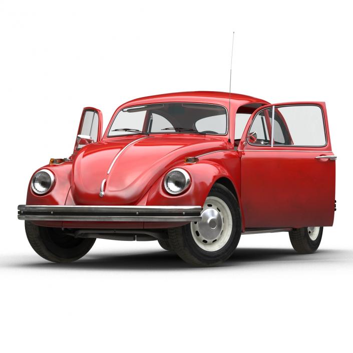 3D Volkswagen Beetle 1966 Rigged Red model