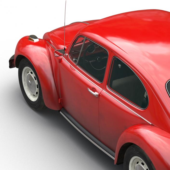 3D Volkswagen Beetle 1966 Rigged Red model