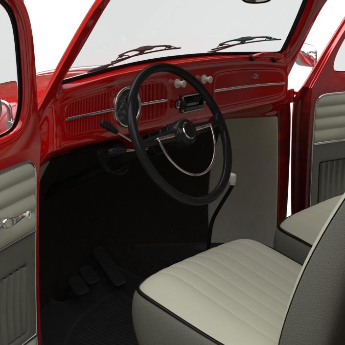 3D Volkswagen Beetle 1966 Rigged Red model