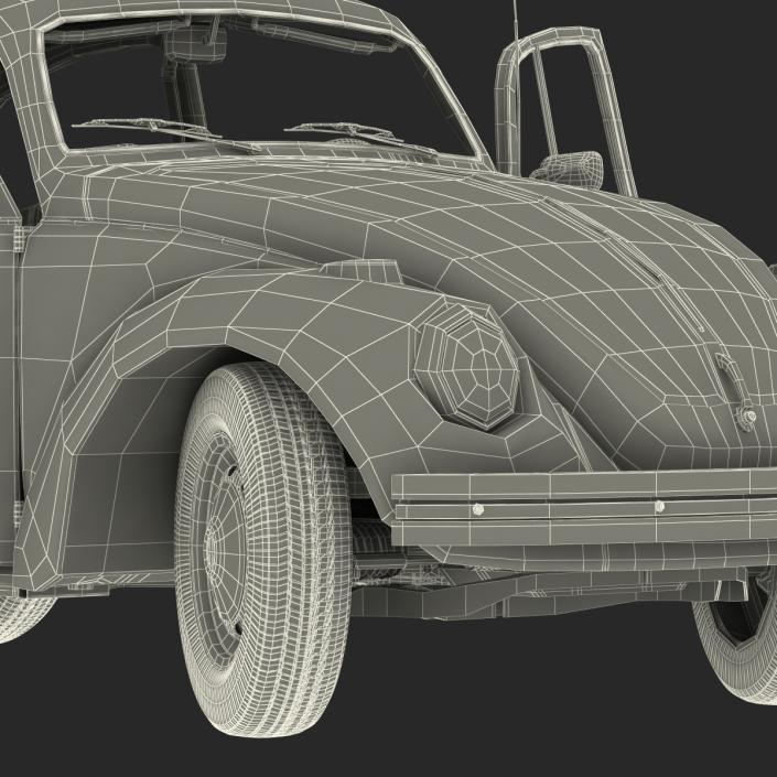 3D Volkswagen Beetle 1966 Rigged Red model