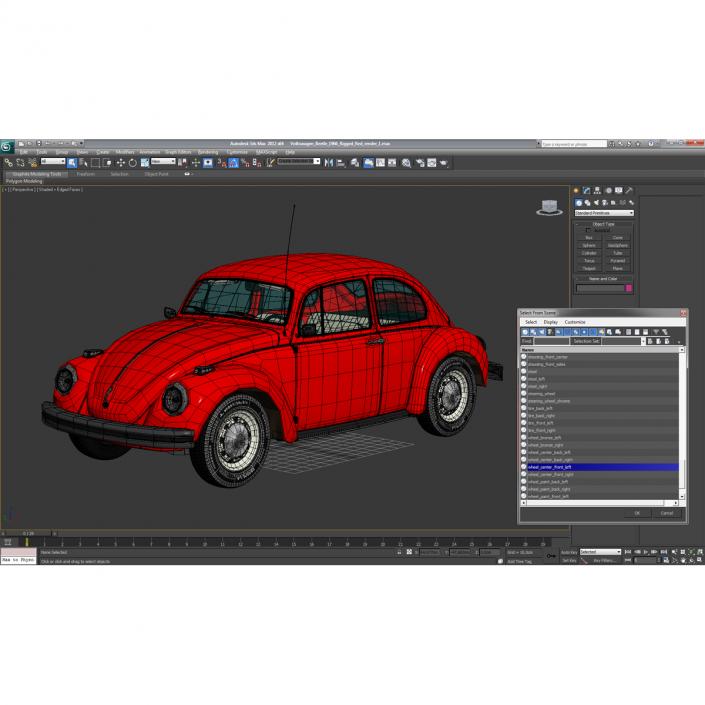 3D Volkswagen Beetle 1966 Red