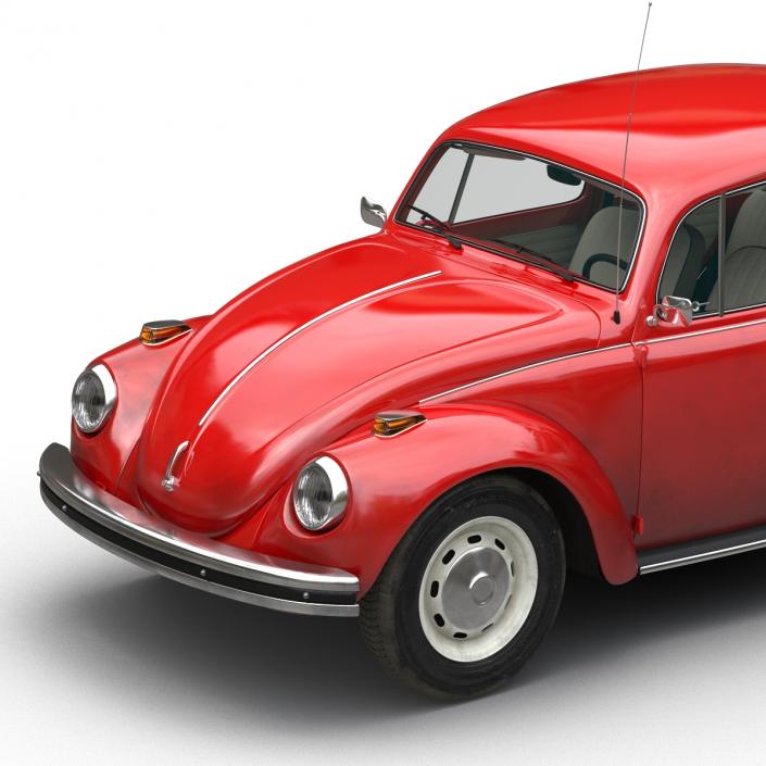 Volkswagen Beetle 1966 Simple Interior Red 3D