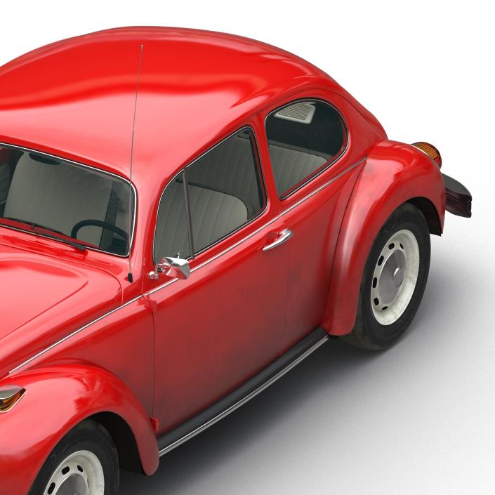 Volkswagen Beetle 1966 Simple Interior Red 3D