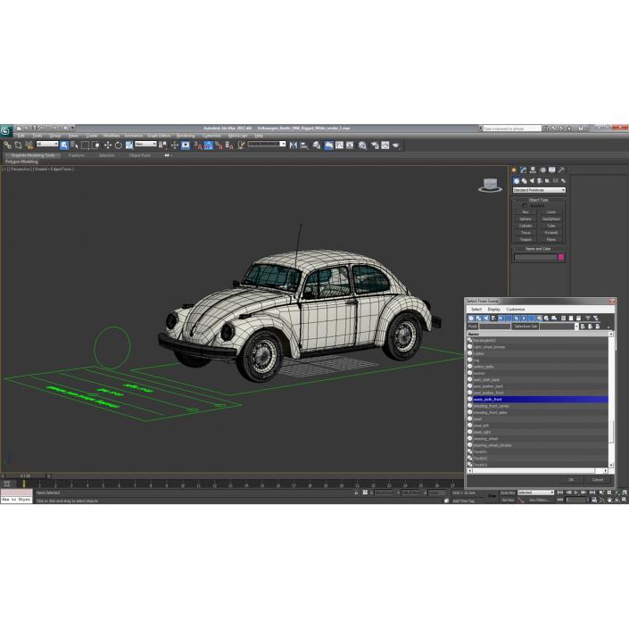 3D model Volkswagen Beetle 1966 Rigged White