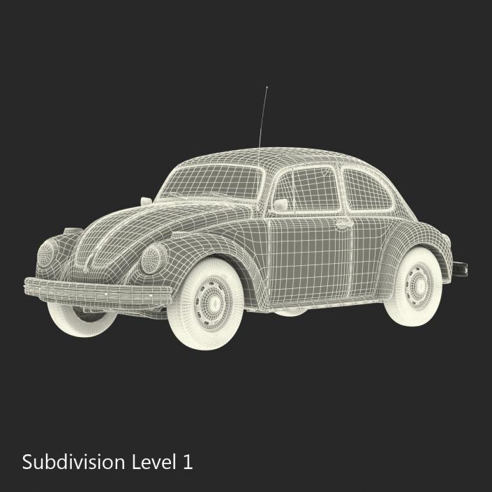 Volkswagen Beetle 1966 Simple Interior White 3D model