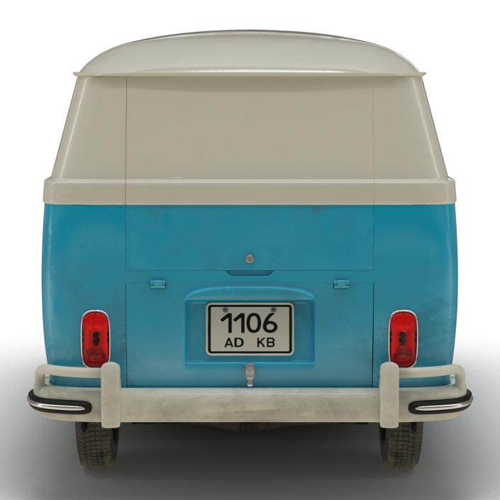 3D Volkswagen Type 2 Panel Van Rigged Blue 2