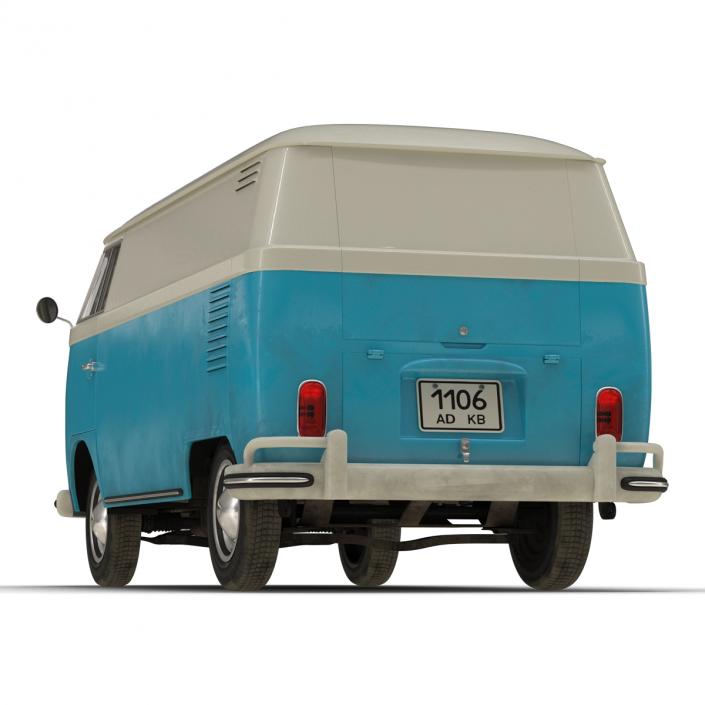 3D Volkswagen Type 2 Panel Van Rigged Blue 2