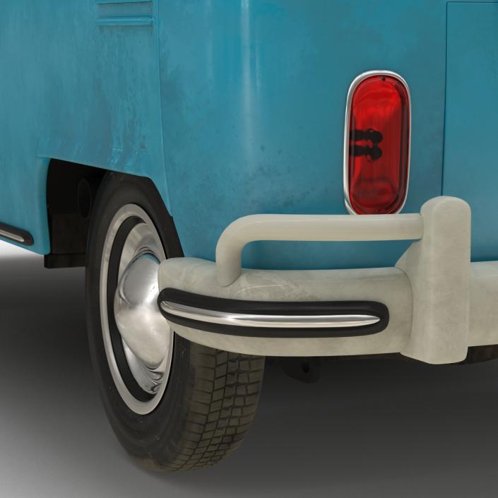 3D Volkswagen Type 2 Panel Van Rigged Blue 2