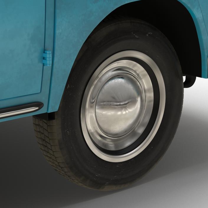 3D Volkswagen Type 2 Panel Van Rigged Blue 2