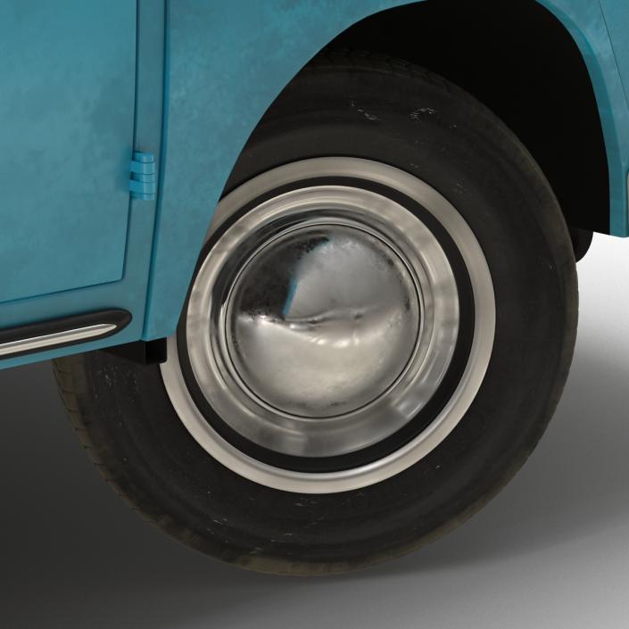 3D Volkswagen Type 2 Panel Van Rigged Blue 2