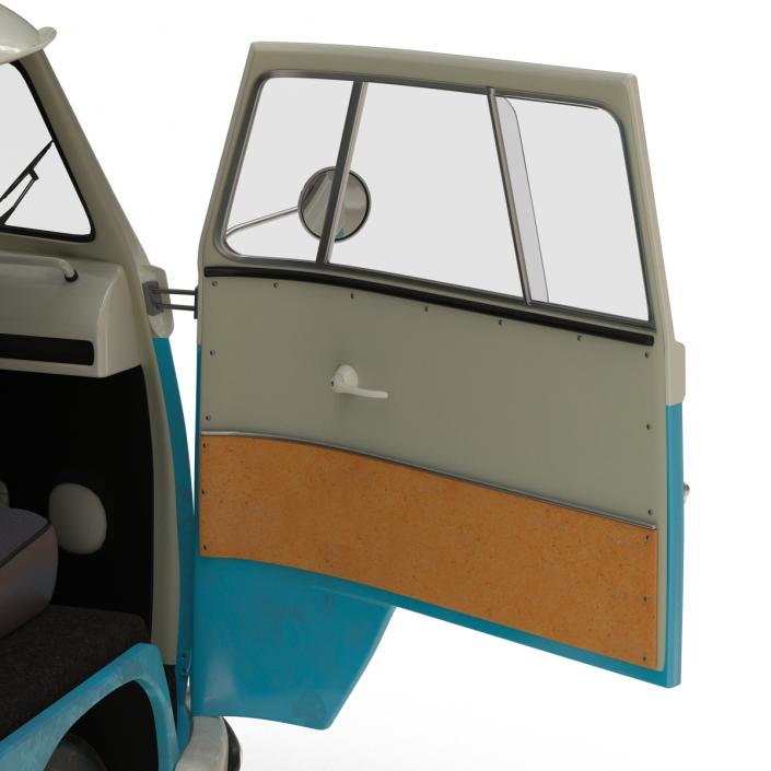 3D Volkswagen Type 2 Panel Van Rigged Blue 2