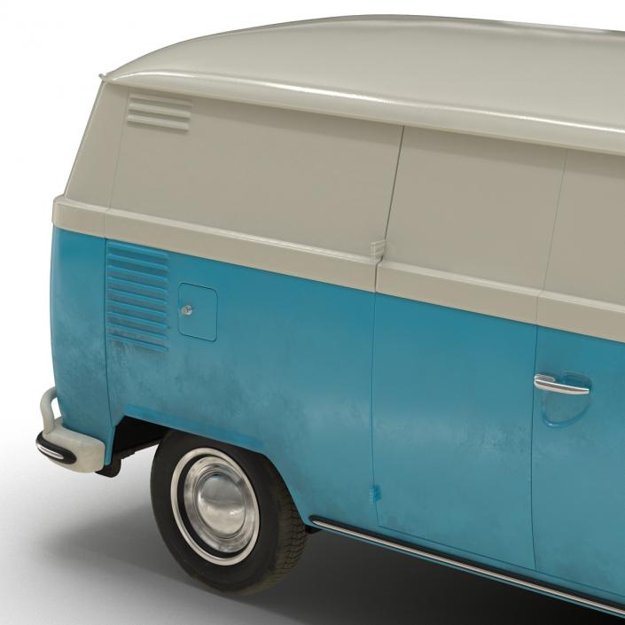 3D Volkswagen Type 2 Panel Van Rigged Blue 2