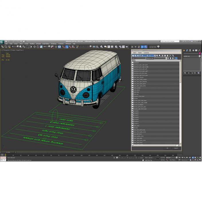 3D Volkswagen Type 2 Panel Van Rigged Blue 2