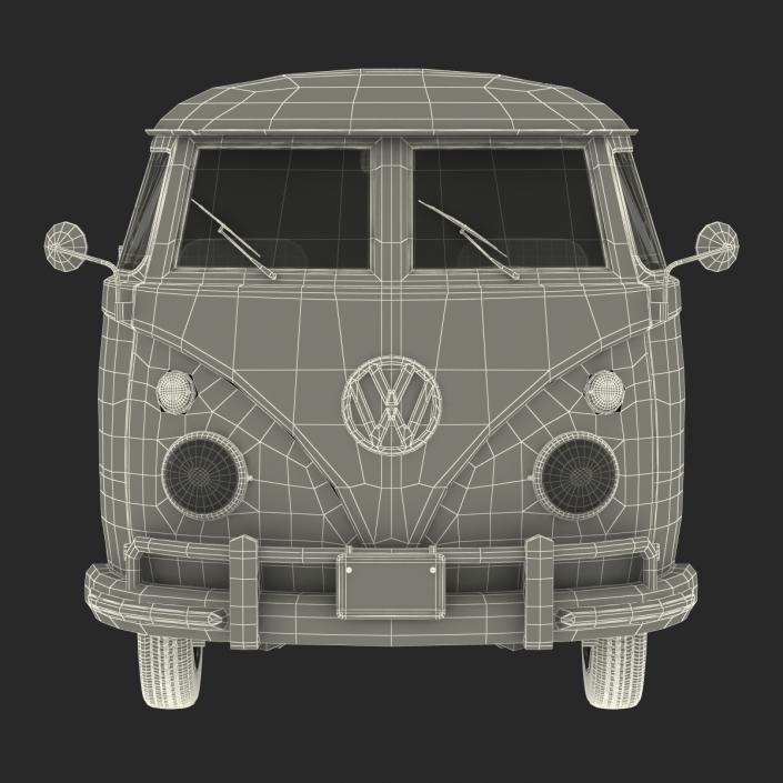 3D Volkswagen Type 2 Panel Van Rigged Blue 2