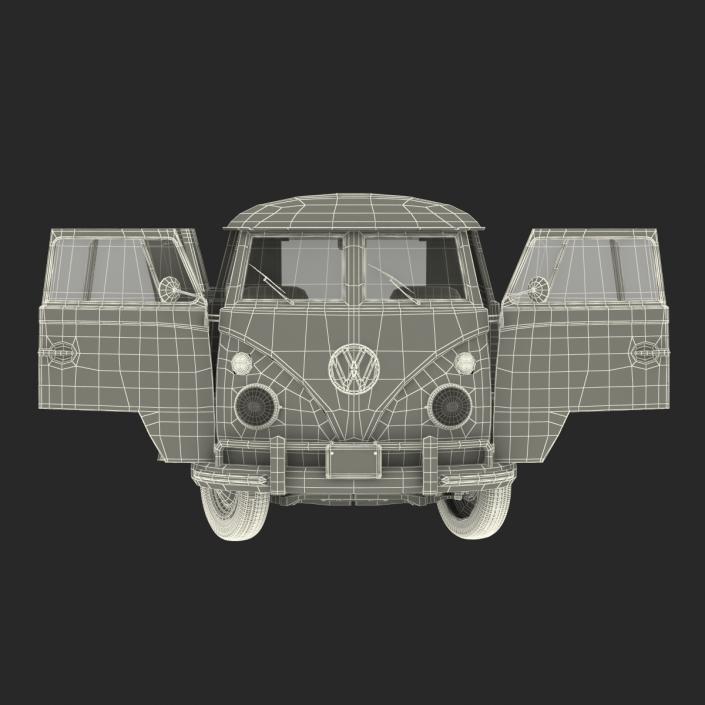 3D Volkswagen Type 2 Panel Van Rigged Blue 2