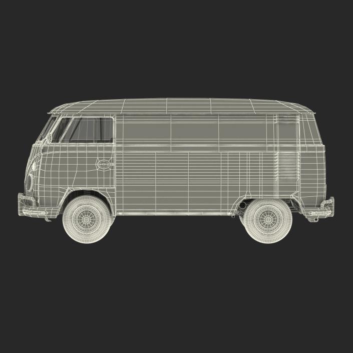 3D Volkswagen Type 2 Panel Van Rigged Blue 2