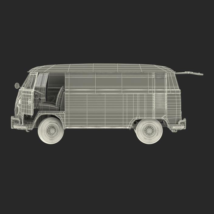 3D Volkswagen Type 2 Panel Van Rigged Blue 2