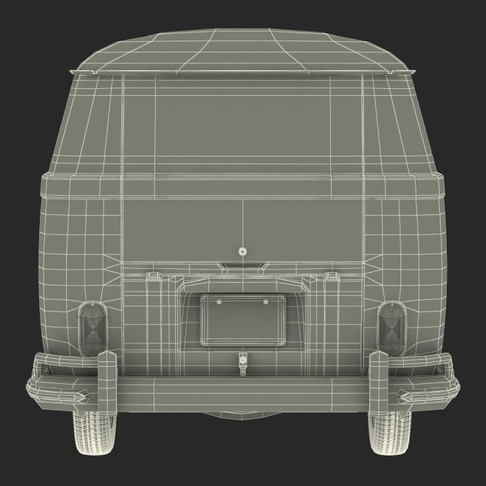 3D Volkswagen Type 2 Panel Van Rigged Blue 2